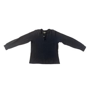 Men M Everlane Long Sleeved Waffle Thermal Henley Navy Blue Shirt Top